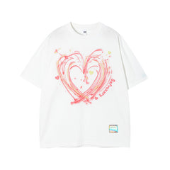 Camisas Vintage Hombre Love Graffiti Print Short Sleeve T-Shirt