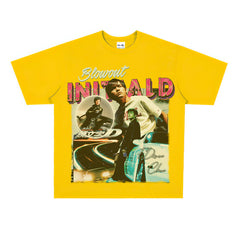 Film Star T Shirt Jay Chou Short Sleeve Retro Street Printed round Neck T-shirt for Men and Women