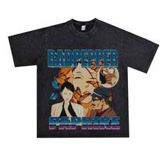 Film Star T Shirt Red Chilli Cartoon Animation Loose Retro Street Cotton T-shirt Men and Women