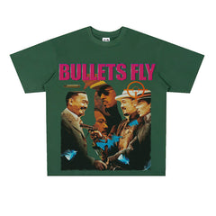 Film Star T Shirt Short Sleeve Retro American Street Heavy Personality T-shirt for Men and Women