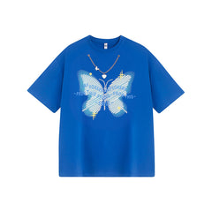 Camisas Vintage Hombre Butterfly Print Short Sleeve T-Shirt