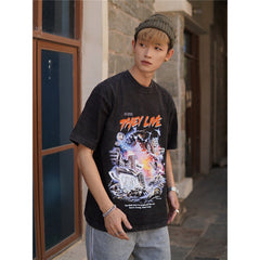 Film Star T Shirt Movie Extreme Space Pure Cotton Loose Short Sleeve American Retro Trendy T-shirt Men