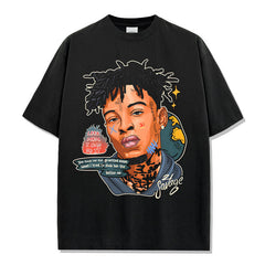 21 Savage T Shirts Loose distressed T-shirts
