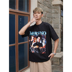 Film Star T Shirt Edward Short Sleeve Loose Retro American Street T-shirt Men and Women