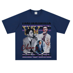 Film Star T Shirt Loose Heavy Retro Street Cotton American T-shirt Men and Women