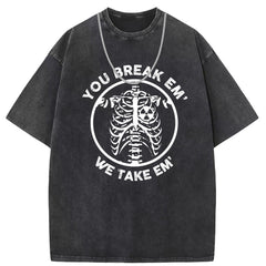 Men T Shirts Pure cotton printed short sleeves washed and old and loose