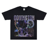 Film Star T Shirt Cotton Short Sleeve Loose Retro Design round Neck Heavy T-shirt Men