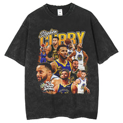 Men T Shirts Basketball Team Printed Short Sleeve T-Shirt Vintage Loose