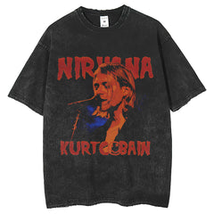 Men T Shirts hiphop high street printing old washing water short sleeve tide brand