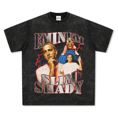 Detroit Eminem T Shirt Washed Old Eminem Print T Shirt