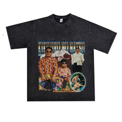 Film Star T Shirt Summer Loose Heavy round Neck Street T-shirt Men and Women