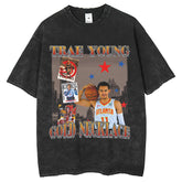 Men T Shirts Hip Hop Wash Retro Print Short Sleeve T-Shirt