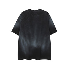 Camisas Vintage Hombre Vintage Washed Old Letter Print Short Sleeve T-Shirt