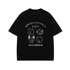 Ellie Seattle Shirt Cartoon Dog Print Short Sleeve T-Shirt