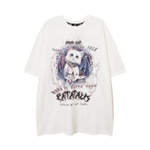 Camisas Vintage Hombre Cat Print Short Sleeve T-Shirt