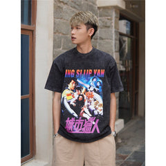 Film Star T Shirt Movie Jackie Chan City Hunter Cotton Short Sleeve Loose round Neck T-shirt for Men