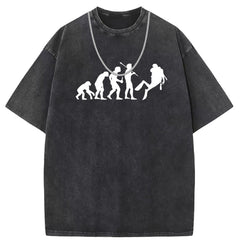 Men T Shirts Short Sleeve T-Shirt Batik Washed Old Punk