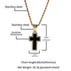 Jewelry Hip Hop Diamond Set Black Cross Pendant Necklace Crosses Egypt Pieces