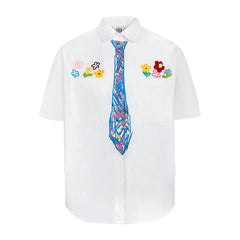 80s Casual Classics Shirts Hand Painted Tie Graffiti Short Sleeve Shirt