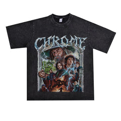 Film Star T Shirt Short Sleeve Loose Retro American Street Printed T-shirt for Men and Women