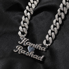 Jewelry Hip Hop Stainless Steel Diamond Pendant Letter Cuban Necklace Customized Word Up