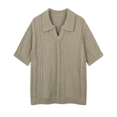 80s Casual Classics Shirts Summer Sports Knitted Boys Loose T-Shirt V-Neck