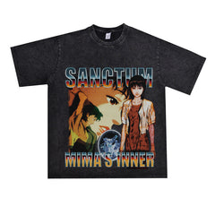 Film Star T Shirt Loose American Retro Street Cotton T-shirt for Men and Women