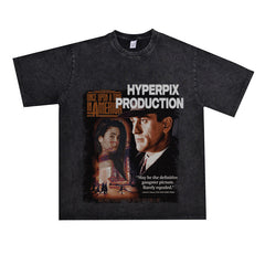 Film Star T Shirt Trendy Cotton Short Sleeve Loose round Neck American Retro T-shirt for Men