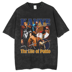 Men T Shirts Crew Neck American Washing T-Shirt Printing Loose Street Casual