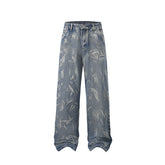 American Men Jeans Old Tie-Dye Straight Casual Retro Jeans