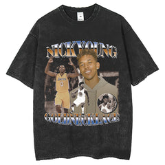 Men T Shirts Old Short Sleeve T-Shirts Vintage Printing Wash Loose