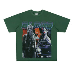 Film Star T Shirt Street Style Short Sleeve Loose Retro American Cotton Printed T-shirt