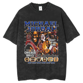 Men T Shirts Printed Old Short Sleeve Hip Hop Loose Wash Vintage