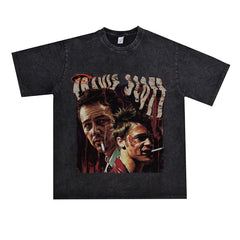 Film Star T Shirt Trendy Cotton Short Sleeve Loose round Neck Retro T-shirt for Men