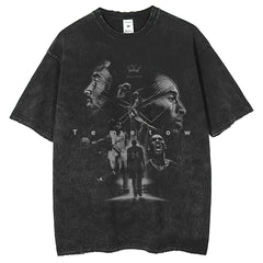 Men T Shirts Kobe Printed T-Shirt Washing Water Old Short Sleeves