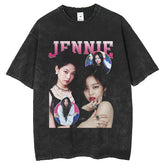 Men T Shirts jennie wash water print T-shirt summer loose tide brand short sleeve