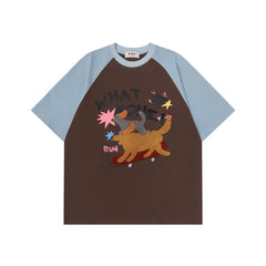 Ellie Seattle Shirt Crew Neck Vintage Casual Loose Short Sleeve