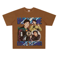 Film Star T Shirt Print Loose Heavy Weight Retro Street Cotton T-shirt