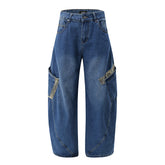 American Mens Jeans Embroidered Wide Leg Pants