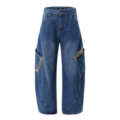 American Mens Jeans Embroidered Wide Leg Pants
