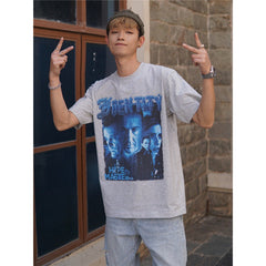 Film Star T Shirt Cotton Loose Nostalgic Short Sleeve American Retro Fashion Printed Design T-shirt for Men
