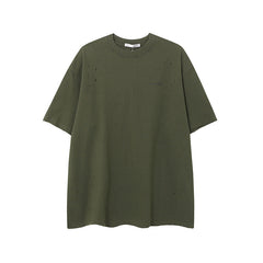 Camisas Vintage Hombre Vintage Ripped Loose Short Sleeve T-Shirt