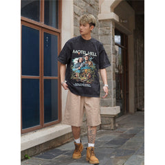 Film Star T Shirt European Pure Cotton Loose Short Sleeve Retro Trendy Printed T-shirt for Men