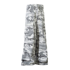 American Men Jeans Vintage Camouflage Tooling Jeans Wide Leg Straight Wide Pants