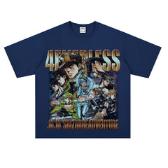 Film Star T Shirt Washed Old Print Short Sleeve Loose T-shirt