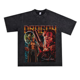 Film Star T Shirt Movie Hellboy Street Style Short Sleeve Loose American Print T-shirt Men and Women