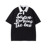 Camisas Vintage Hombre Alphabet Short Sleeve T-Shirt POLO Shirt