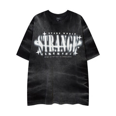 Camisas Vintage Hombre Vintage Washed Old Letter Print Short Sleeve T-Shirt