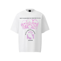 80s Casual Classics Shirts Bone Print Loose Crew Neck Short Sleeve T-Shirt