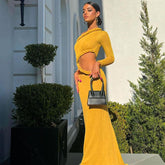 Emily Ratajkowski Dress Hollow Sheath Long Sleeve Fishtail Dress